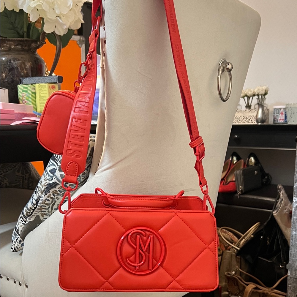 Steve Madden Bold Red Adjustable Crossbody Bag NWOT